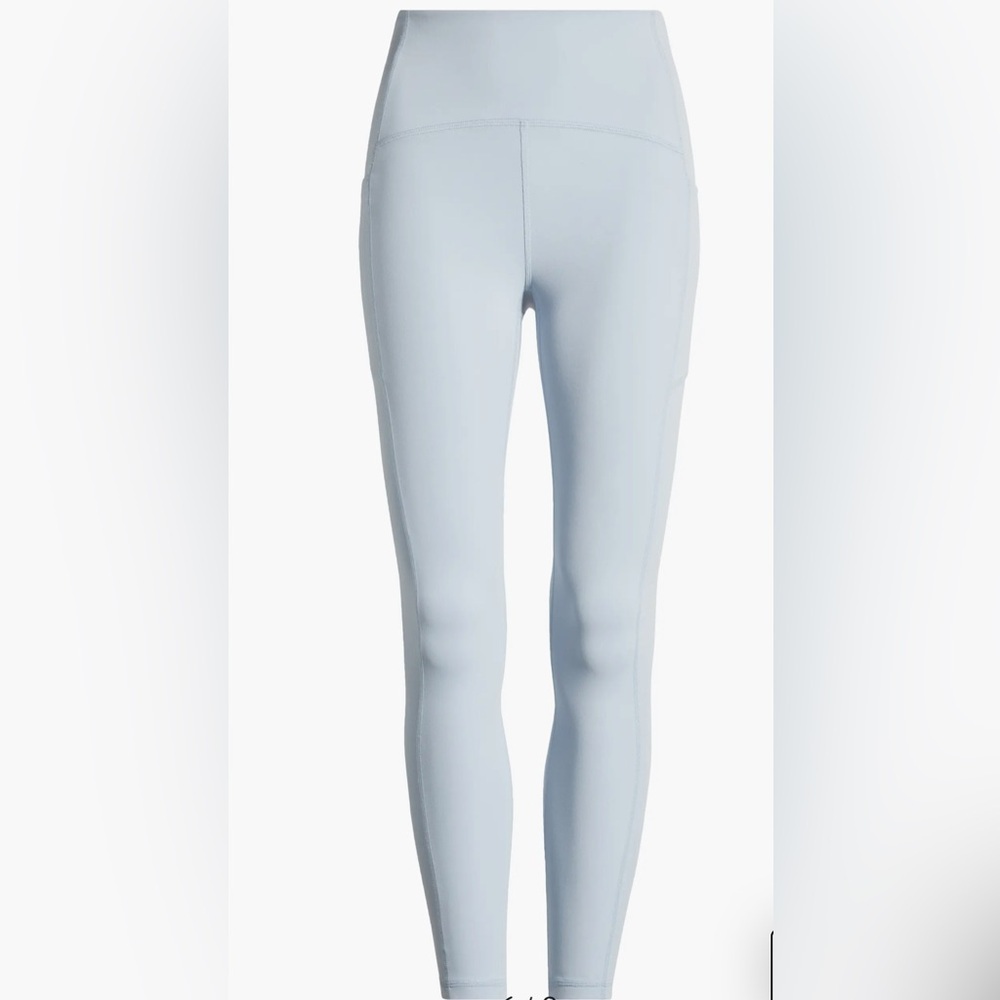 Zella Studio Luxe High Waist Side Pockets 7/8 Leggings - Blue Fog Size Small